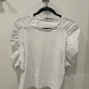 Zara White Ruffle Sleeve Top